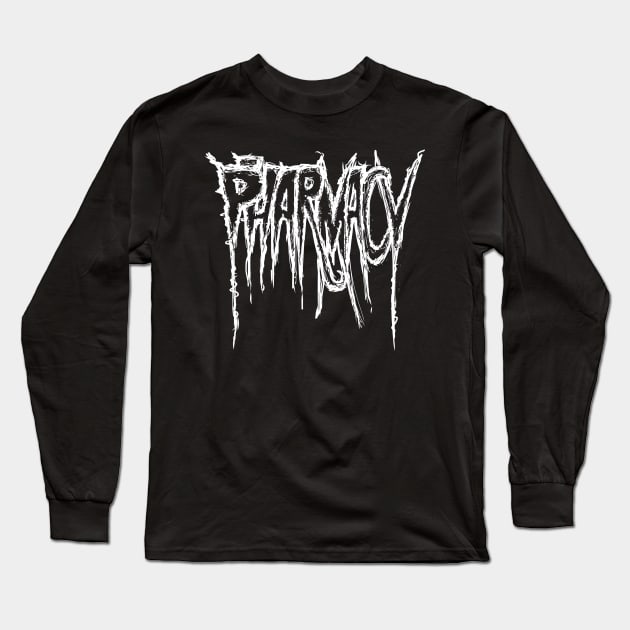 Heavy Metal Pharmacy | White Graphic Long Sleeve T-Shirt by RxBlockhead